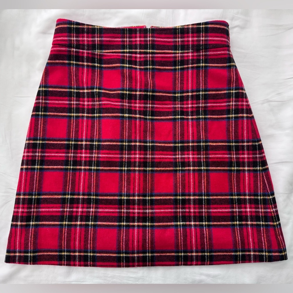 J. Crew Factory wool tartan skirt